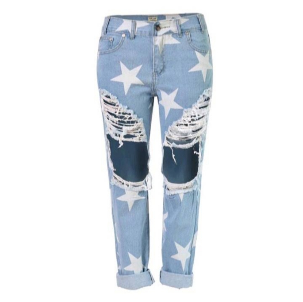 Women cut out jeans
